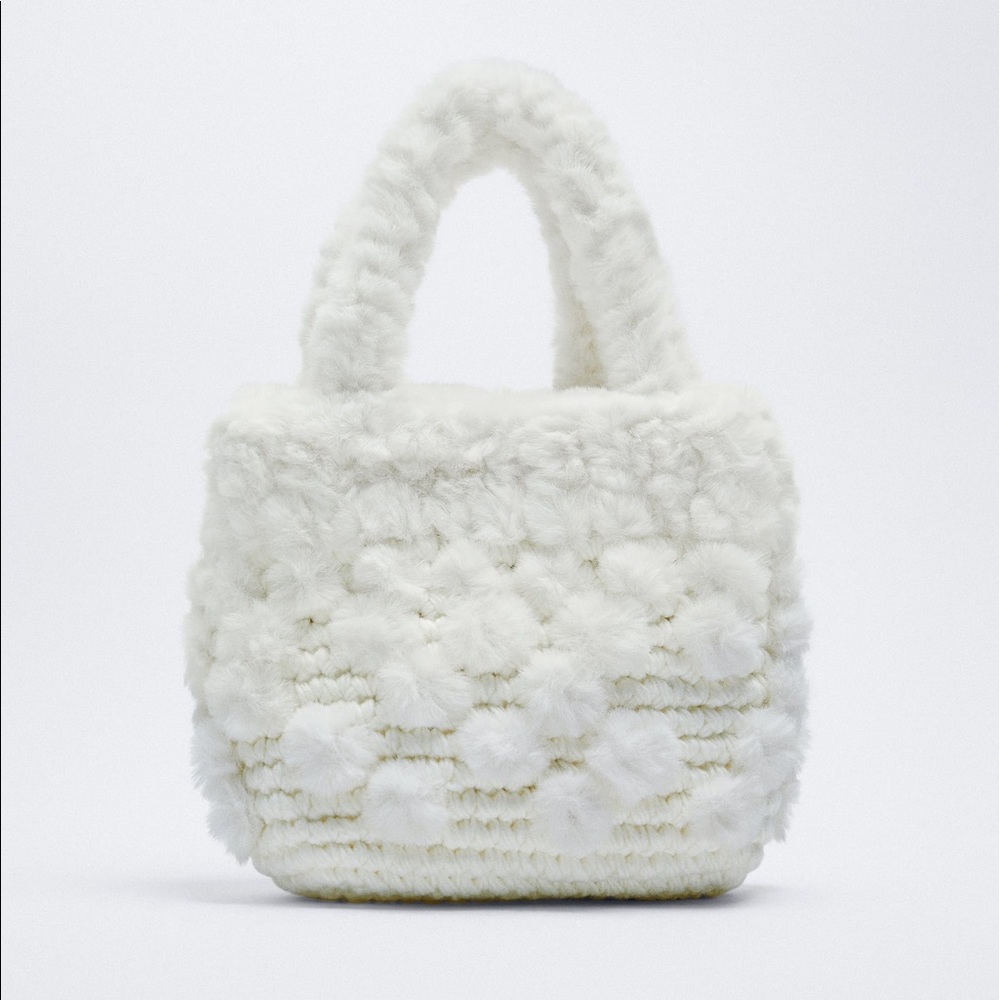 Zara CROCHET FAUX FUR MINI SHOPPER